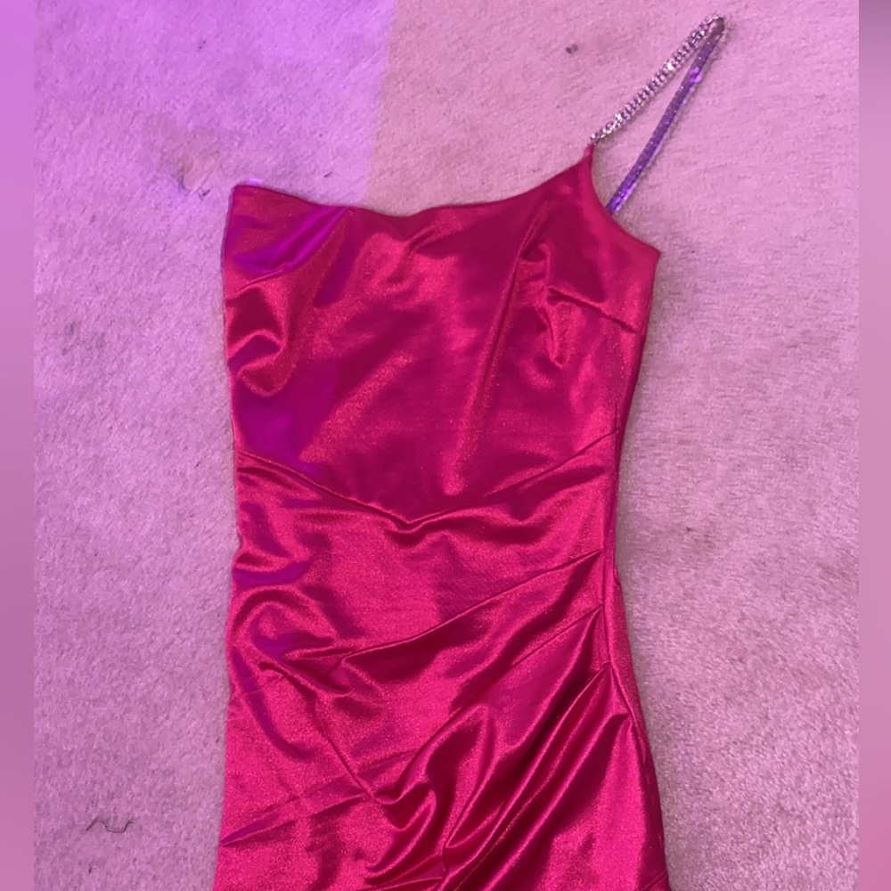 Satin Pink One-Shoulder Cocktail Dress